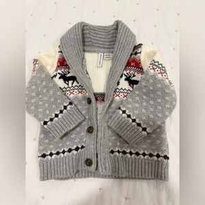 Janie & Jack Reindeer Fair Isle Cardigan sweater (size 6-12 months)